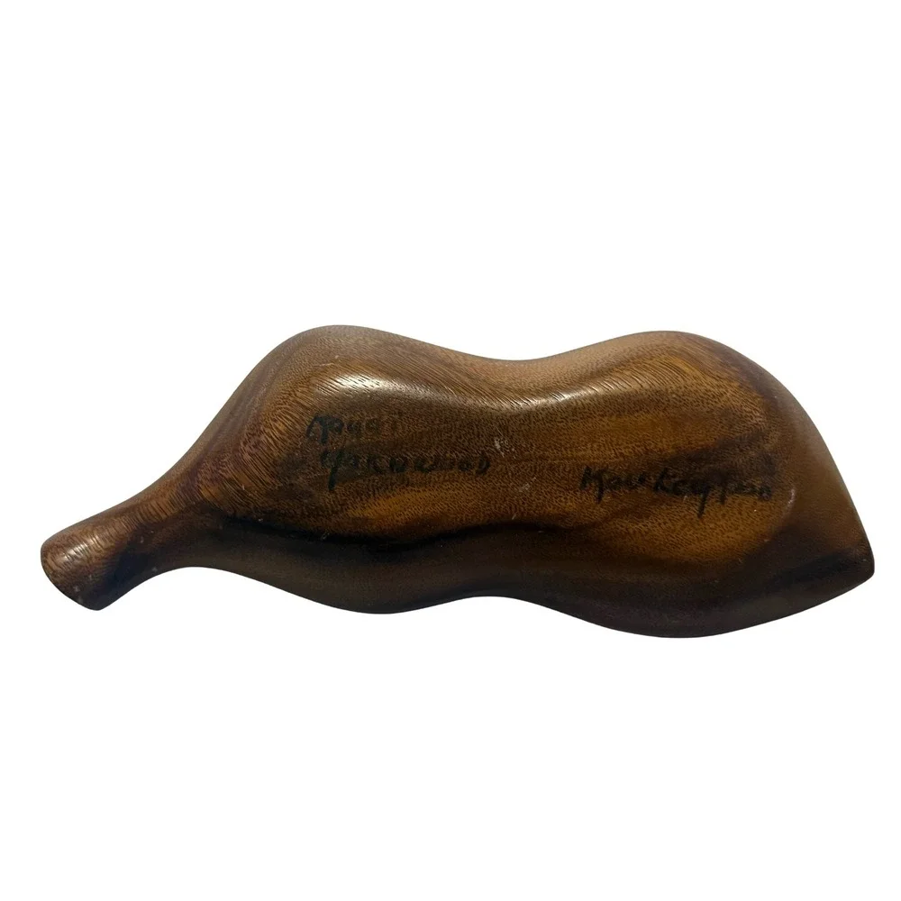 Vintage Monkeypod Wood Divided Serving Dish Hand Carved Hawaii